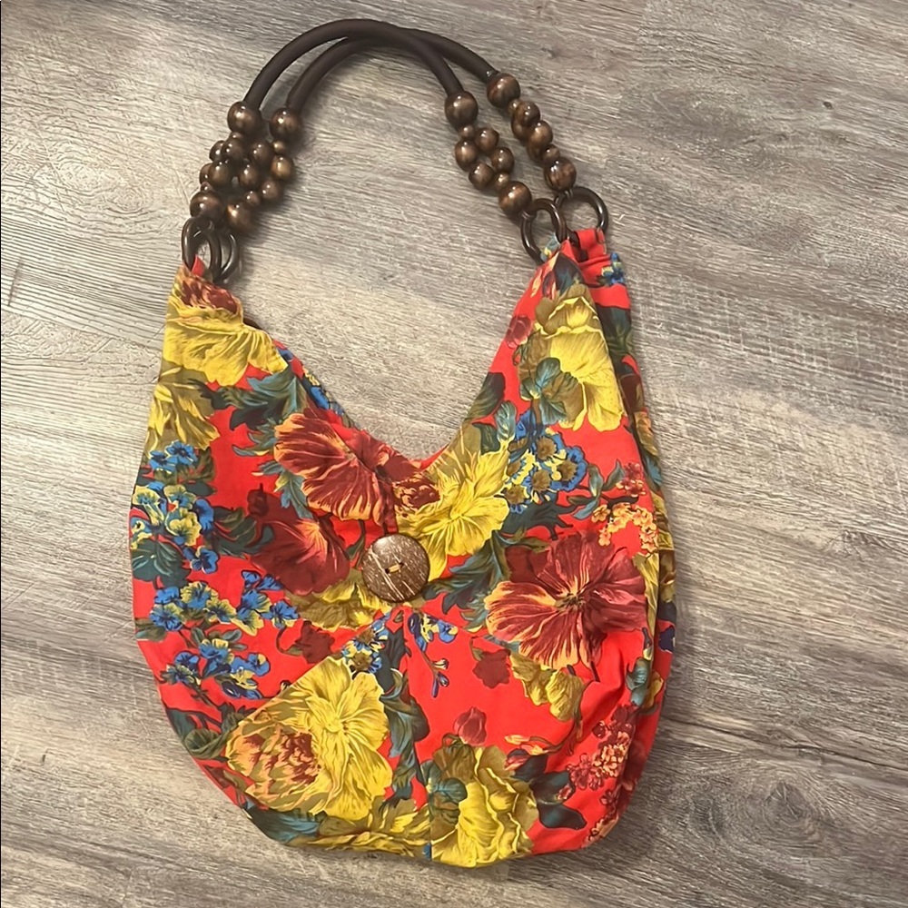 Mountain Mamas Womens Handbag Multicolor Floral Fabric Floral Red and Yellow 🟢
